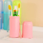 Cylindrical toothbrush holder for travel, pink color